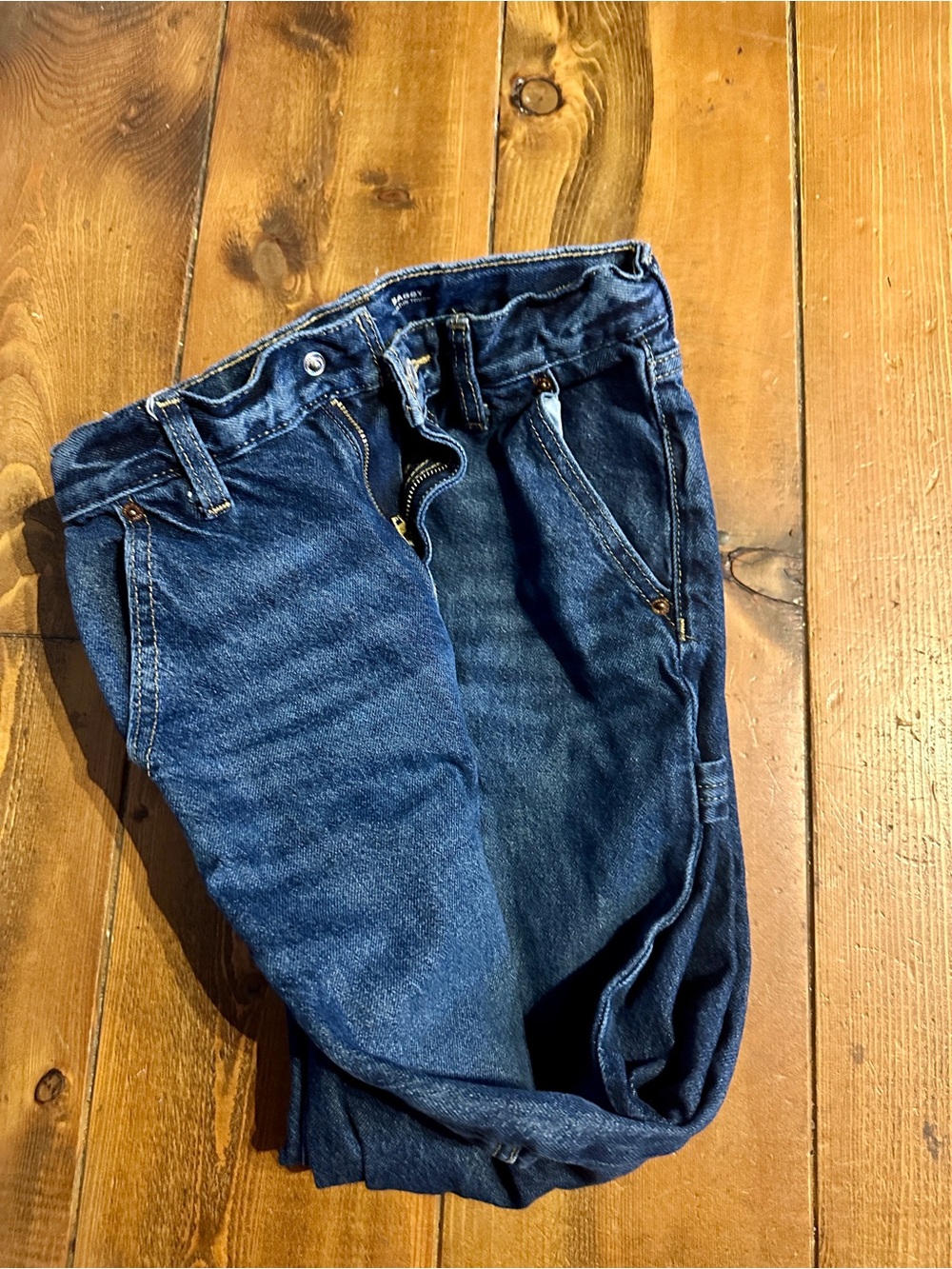 Boys Dark Blue Denim Old Navy Baggy Built In Tough Carpenter Jeans - Sz 8 - Picture 4 of 6